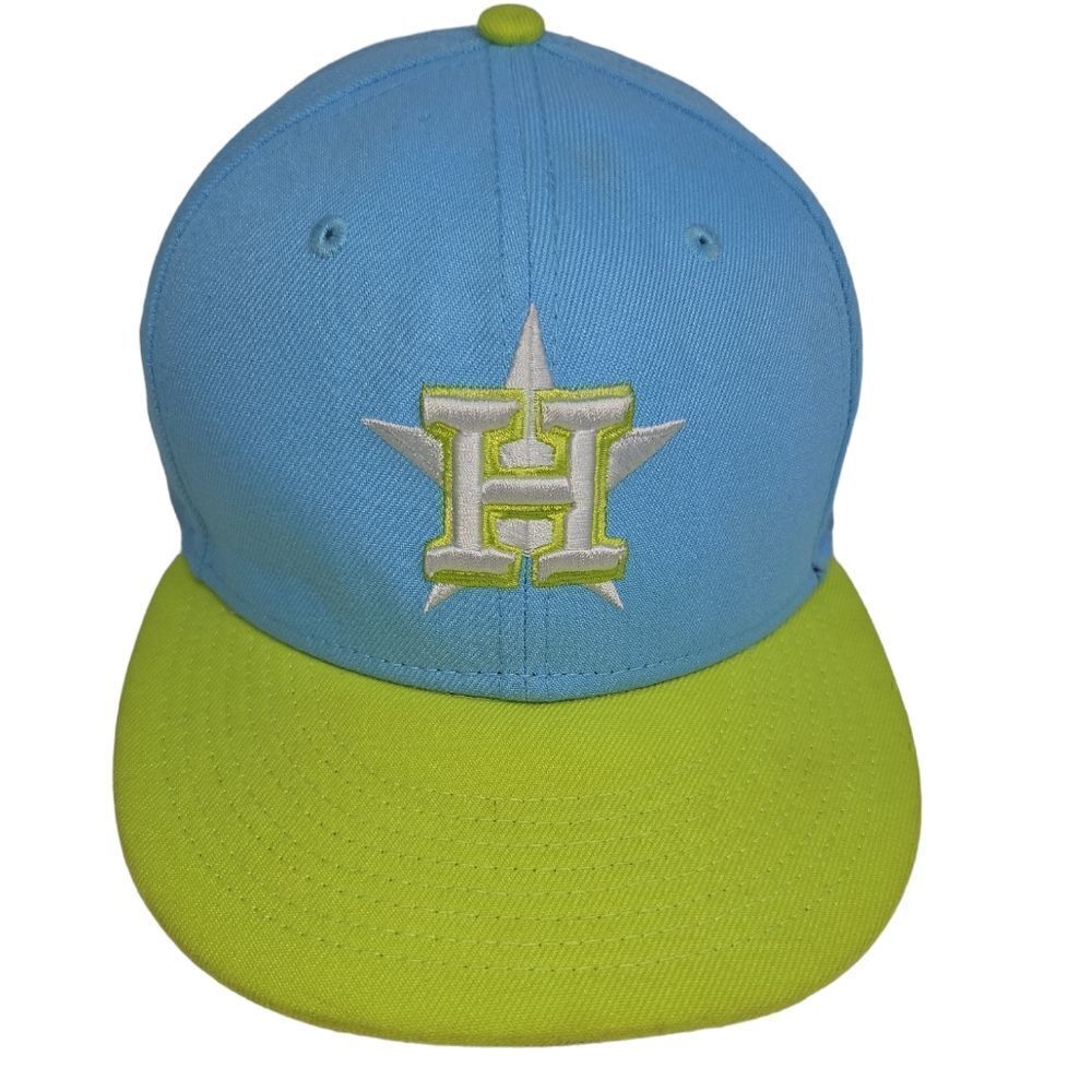 Sky Blue Houston Astros Neon Green Visor Gray Bottom Color Pack New Era 59Fifty 